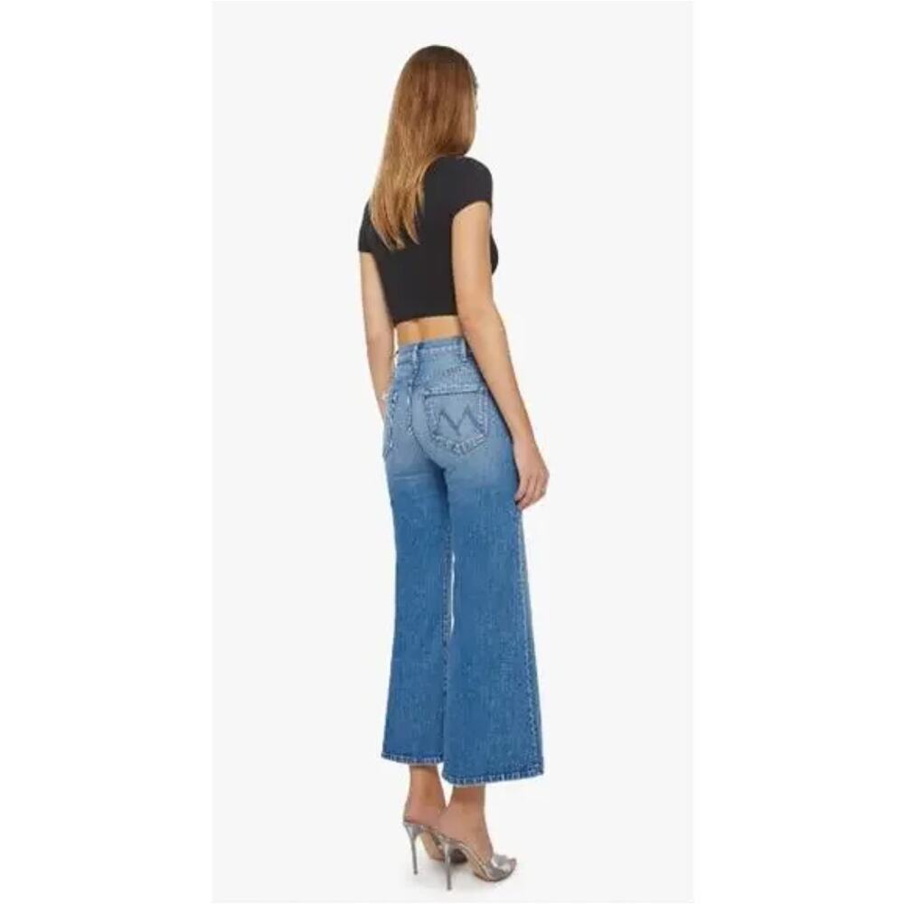 Mother The Hustler Roller Ankle Flared Jeans High On The Hog Blue Denim Size 34 - Picture 2 of 12